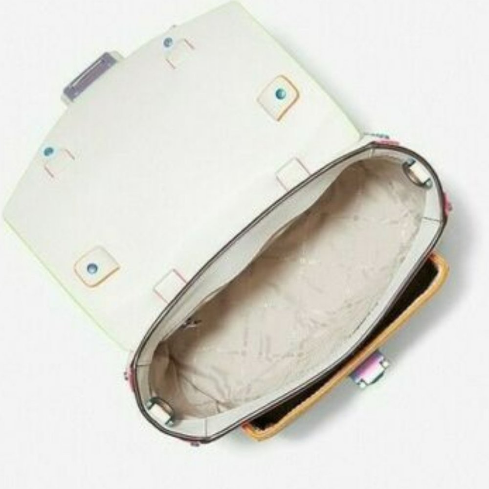 MICHAEL KORS MANHATTAN MEDIUM OPTIC WHITE NEON CROSSBODY SCHOOL SATCHEL BAG NWT! - Picture 11 of 15